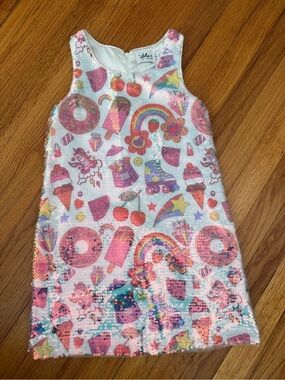 Lola + The Boys “Girl Power” Sequin Dress — Girls Size 8 | Unicorn Rainbow